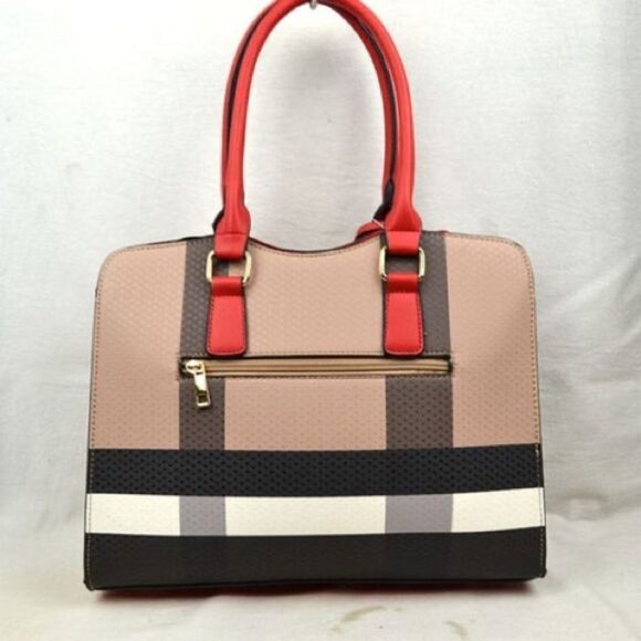 2N1 Checker Plaid print Ribbon Detail Tote - Picture 6 of 9
